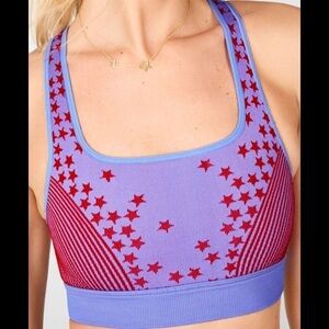 NWT Fabletics Blue and Red Seamless Sports Bra